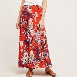 Anthropologie HD in Paris Floral Silk Maxi Skirt